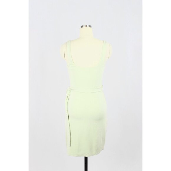 Aritzia WILFRED Saturn Silver Sage Green Jersey Square Neck Wrap Dress, Size S - Picture 3 of 16